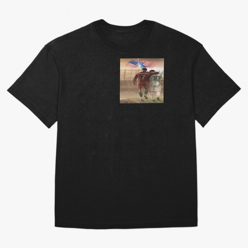 Ronaldo & messi 7_10 football USA sports top quality redbubble Oversized T-Shirt Celebrate Every Goal in FIFA World Cup 2026 USA Canada Mexico for Fans of Mbappe and Brazil, Bringing Football History, Final Match Energy, Crowd Noise and Once in a
