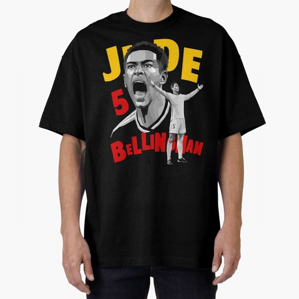 Jude Bellingham Oversized T-Shirt Fuel Match Day Hype around FIFA World Cup 2026, Messi, Portugal, Spain and Germany, Global Supporter Spirit, Legendary Goals, National Colors and Tournament Celebration; Great for Watch Parties, Sports Bars, Family