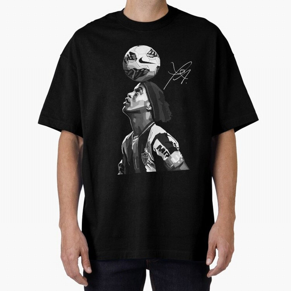 Ronaldinho Black and White Oversized T-Shirt Bring Stadium Energy to FIFA World Cup 2026 Made for Neymar, Haaland and Cristiano Ronaldo, Germany Energy, Football Festival Excitement, Trophy Ambitions, Country Rivalries and Star Player Buzz; Made