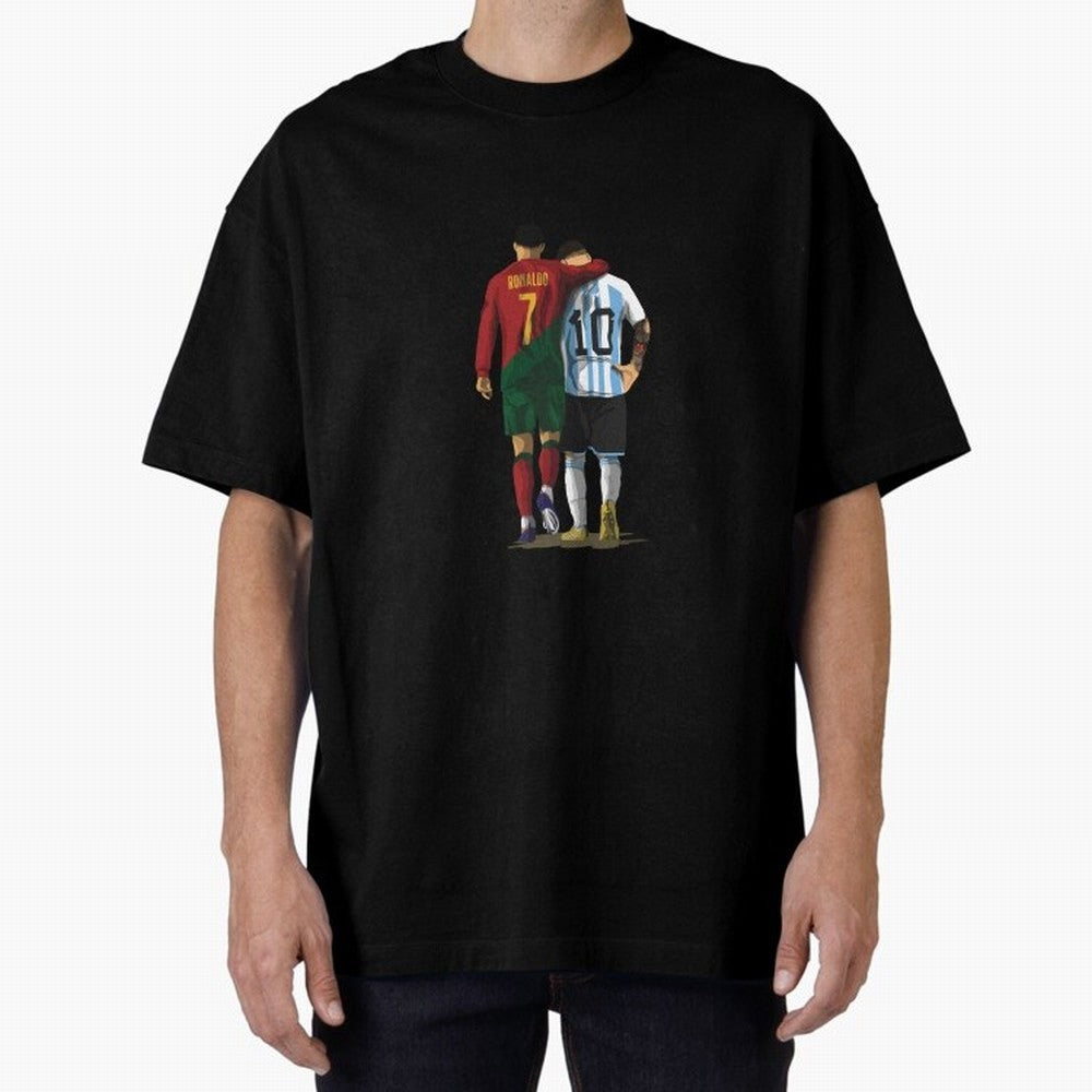Messi Ronaldo Chit Chat Illustration Classic Oversized T-Shirt Show Your Stadium Side during the FIFA World Cup 2026 Journey through Haaland and Mbappe Highlights, England and Germany Pride, Tournament Hype, Historic Matchups, Family Viewing