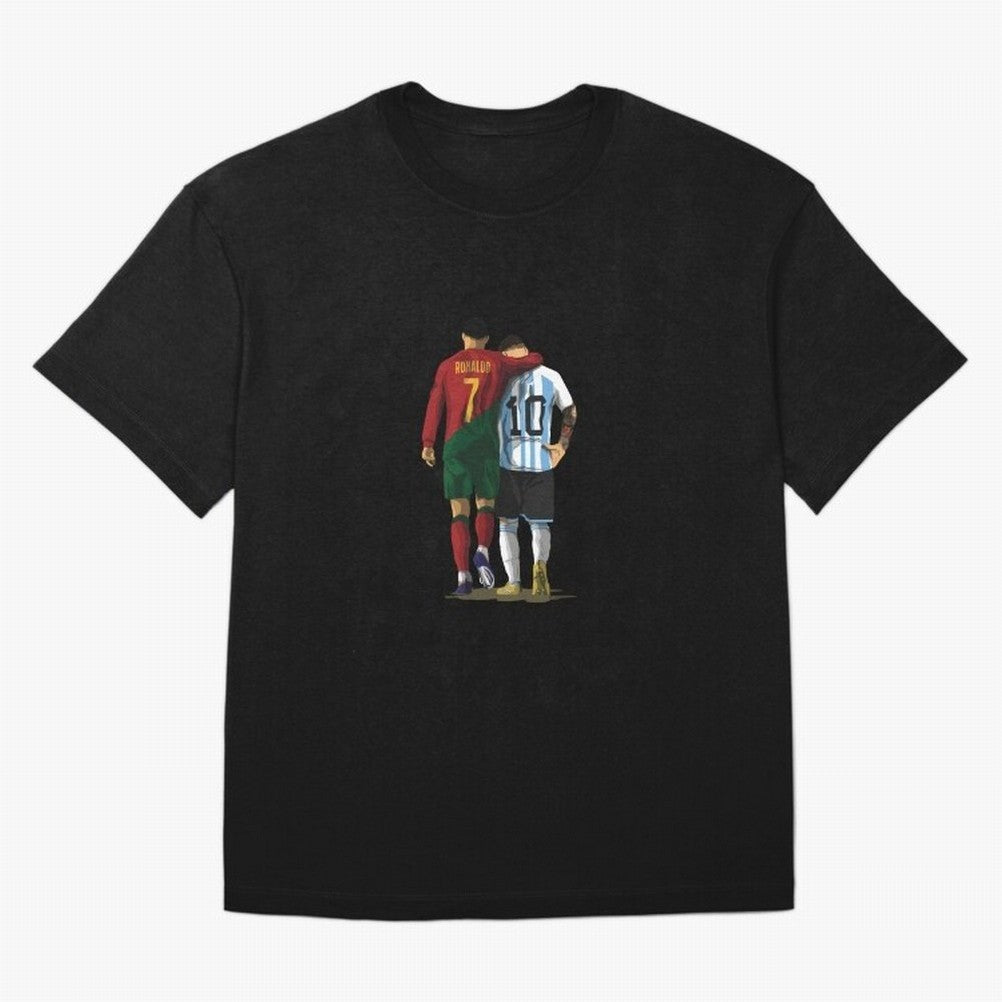 Messi Ronaldo Chit Chat Illustration Classic Oversized T-Shirt Show Your Stadium Side during the FIFA World Cup 2026 Journey through Haaland and Mbappe Highlights, England and Germany Pride, Tournament Hype, Historic Matchups, Family Viewing