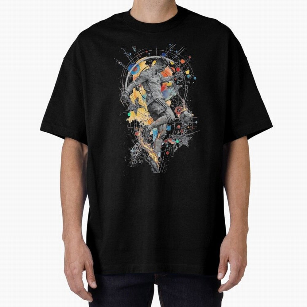 Cosmic Ronaldo Made of Star Stuff Artwork For Football Fans Gift For Soccer Enthusiasts Oversized T-Shirt Wear the Spirit of FIFA World Cup 2026 Spirit, Highlighting England and Germany, CR7, Supporter Pride, Iconic Celebrations, Legendary Names