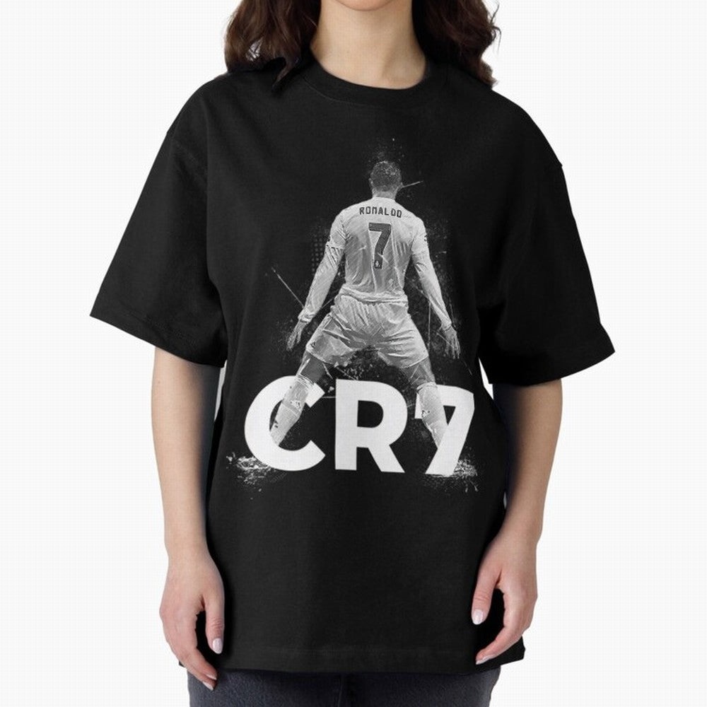 CR7 Ronaldo Celebration Artwork For Football Fans Gift For Soccer Enthusiasts Oversized T-Shirt Back Your Heroes with Global Football Passion for FIFA World Cup 2026, Highlighting Neymar, Haaland and Cristiano Ronaldo, England, Tournament Hype,