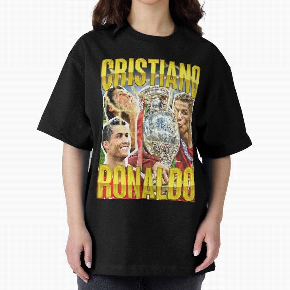 Ronaldo Siuuu Celebration Silhouette Design For Football Fans, Gift For Soccer Enthusiasts Oversized T-Shirt Stand Proud for Match Day Hype around FIFA World Cup 2026 Group Stage, Haaland and Mbappe, France, Stadium Memories, Football Loyalty,