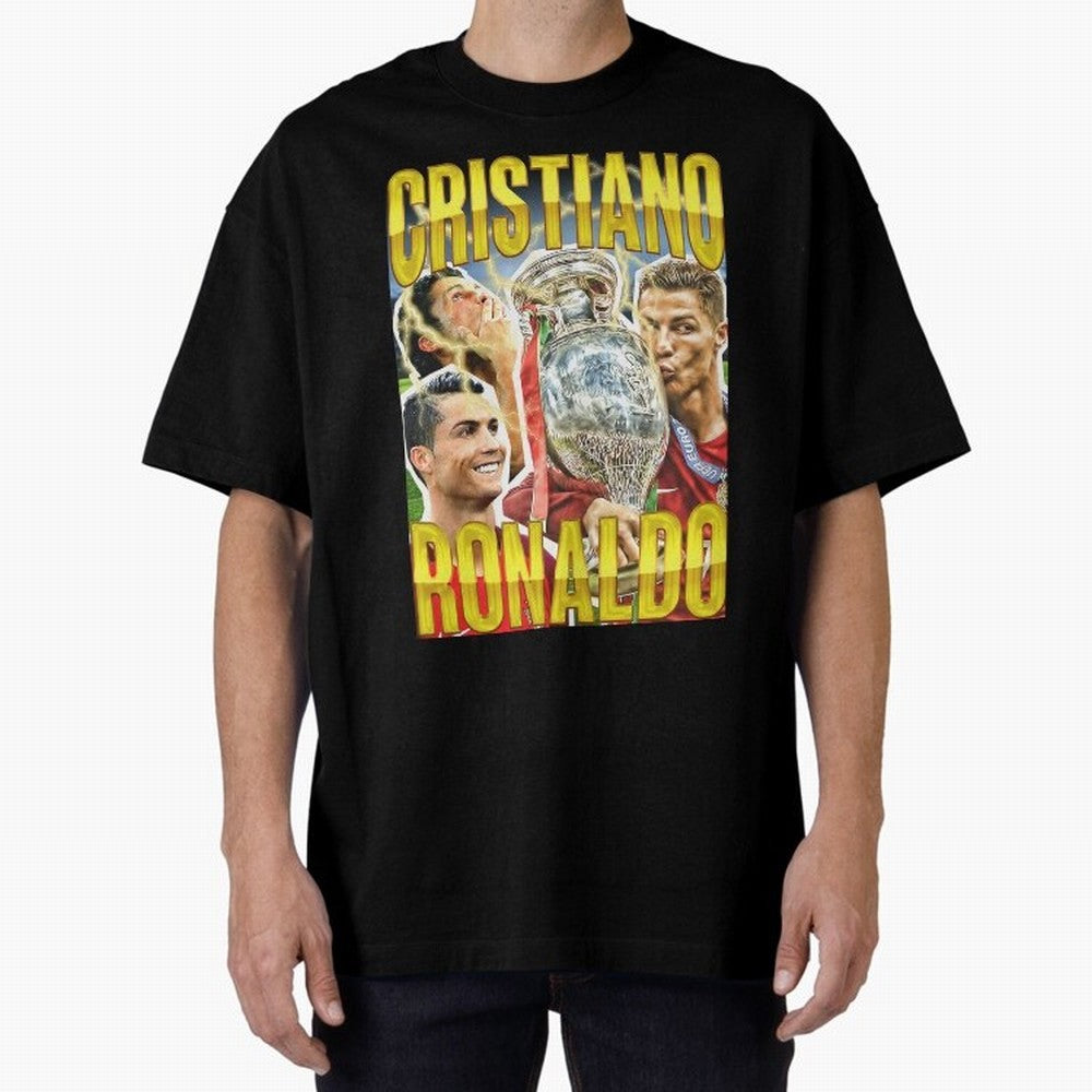 Ronaldo Siuuu Celebration Silhouette Design For Football Fans, Gift For Soccer Enthusiasts Oversized T-Shirt Stand Proud for Match Day Hype around FIFA World Cup 2026 Group Stage, Haaland and Mbappe, France, Stadium Memories, Football Loyalty,