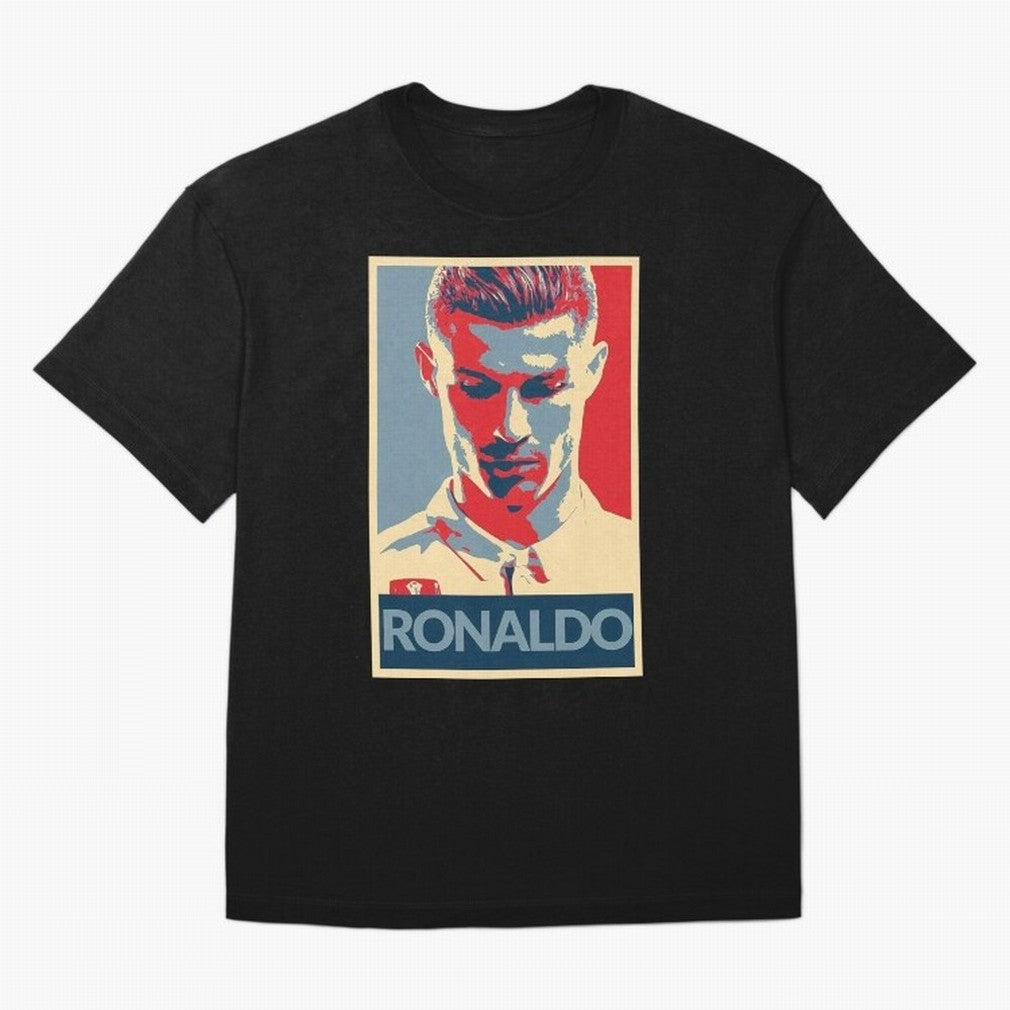 Ronaldo Poster Style Pop Art Design For Football Fans Gift For Soccer Enthusiasts Oversized T-Shirt Fuel Global Football Passion for FIFA World Cup 2026, Centered on Haaland, England, France and Netherlands, Tournament Hype, Historic Matchups,