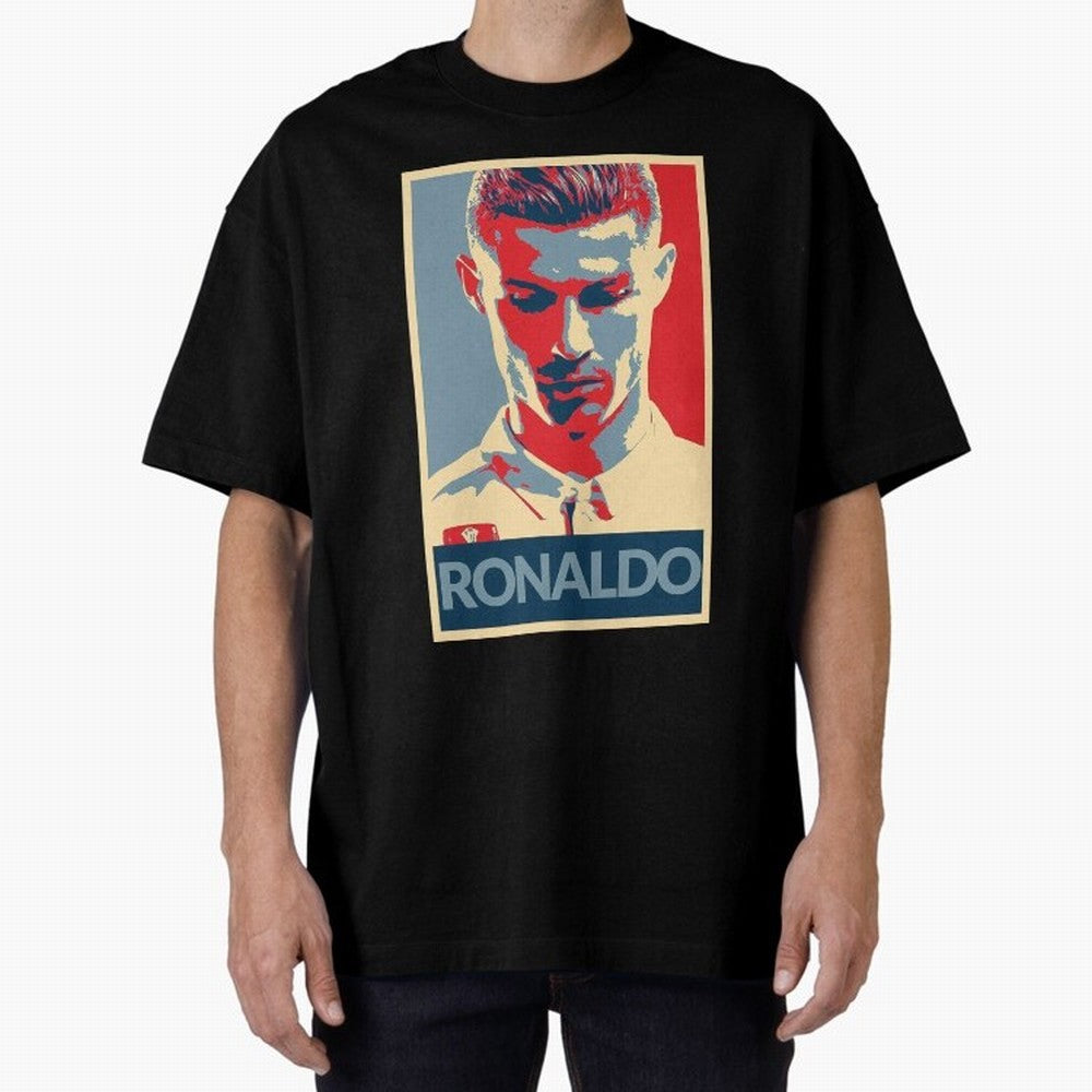 Ronaldo Poster Style Pop Art Design For Football Fans Gift For Soccer Enthusiasts Oversized T-Shirt Fuel Global Football Passion for FIFA World Cup 2026, Centered on Haaland, England, France and Netherlands, Tournament Hype, Historic Matchups,