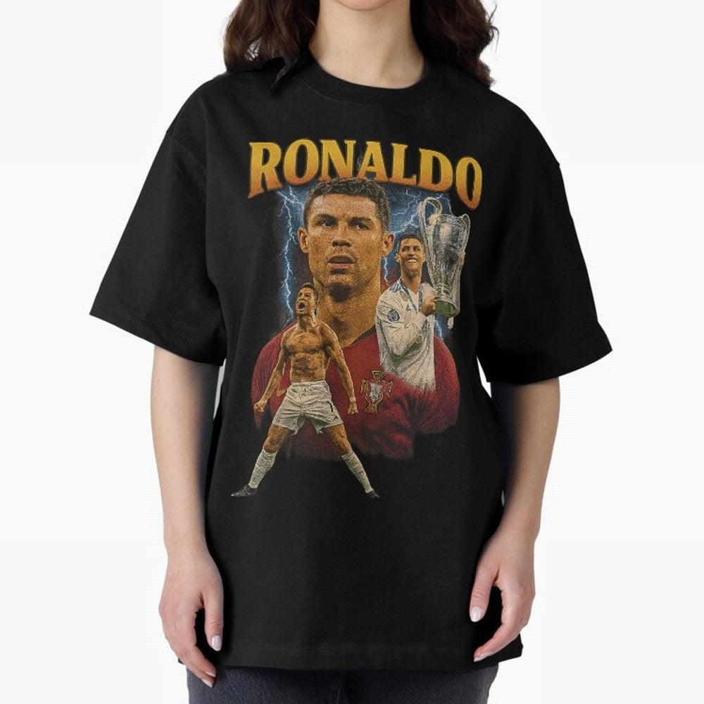 Ronaldo Champion Victory Design For Football Fans Gift For Soccer Supporters Oversized T-Shirt Refresh FIFA World Cup 2026 Group Stage Inspired by CR7 and Messi, Netherlands Energy, Vintage Soccer Flavor, Modern Football Stars, National Flags and