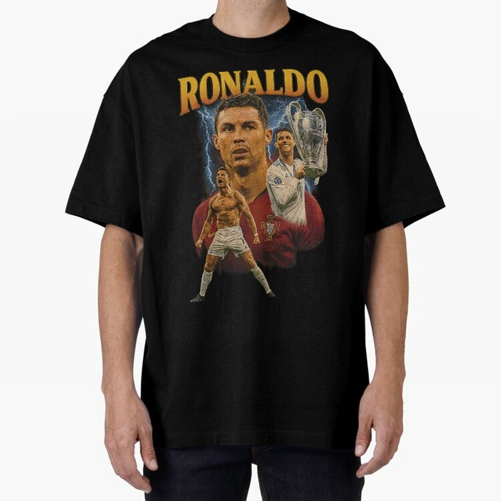 Ronaldo Champion Victory Design For Football Fans Gift For Soccer Supporters Oversized T-Shirt Refresh FIFA World Cup 2026 Group Stage Inspired by CR7 and Messi, Netherlands Energy, Vintage Soccer Flavor, Modern Football Stars, National Flags and