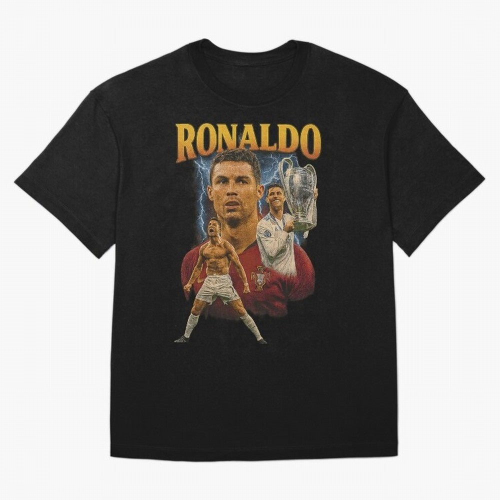 Ronaldo Champion Victory Design For Football Fans Gift For Soccer Supporters Oversized T-Shirt Refresh FIFA World Cup 2026 Group Stage Inspired by CR7 and Messi, Netherlands Energy, Vintage Soccer Flavor, Modern Football Stars, National Flags and