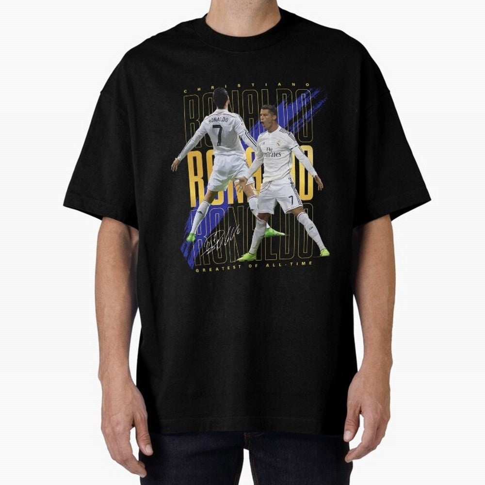 Ronaldo Soccer Legend Design For Football Fans Gift For Sports Enthusiasts Oversized T-Shirt Carry the Dream of FIFA World Cup 2026 for Fans of Messi, CR7 and Mbappe and England, France and Netherlands, Bringing Worldwide Fan Energy, Dramatic