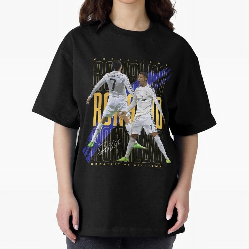 Ronaldo Soccer Legend Design For Football Fans Gift For Sports Enthusiasts Oversized T-Shirt Carry the Dream of FIFA World Cup 2026 for Fans of Messi, CR7 and Mbappe and England, France and Netherlands, Bringing Worldwide Fan Energy, Dramatic