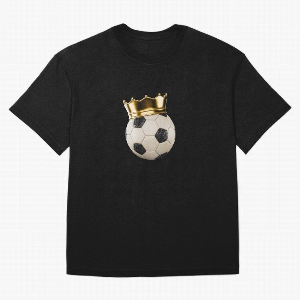 Soccer Ball with Kings Crown, Sticker Illustration Oversized T-Shirt Support Iconic Players in Match Day Hype around FIFA World Cup 2026 Group Stage, Haaland and Mbappe, Argentina and Brazil, Stadium Memories, Football Loyalty, International Chants