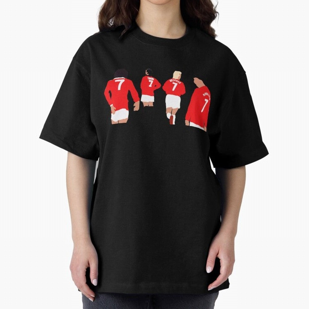 Manchester United Legends Number 7 Best Cantona Beckham Ronaldo Poster Oversized T-Shirt Celebrate the Road through FIFA World Cup 2026 USA Canada Mexico Capturing Cristiano Ronaldo, Haaland and CR7, Argentina and Brazil Energy, Football Festival