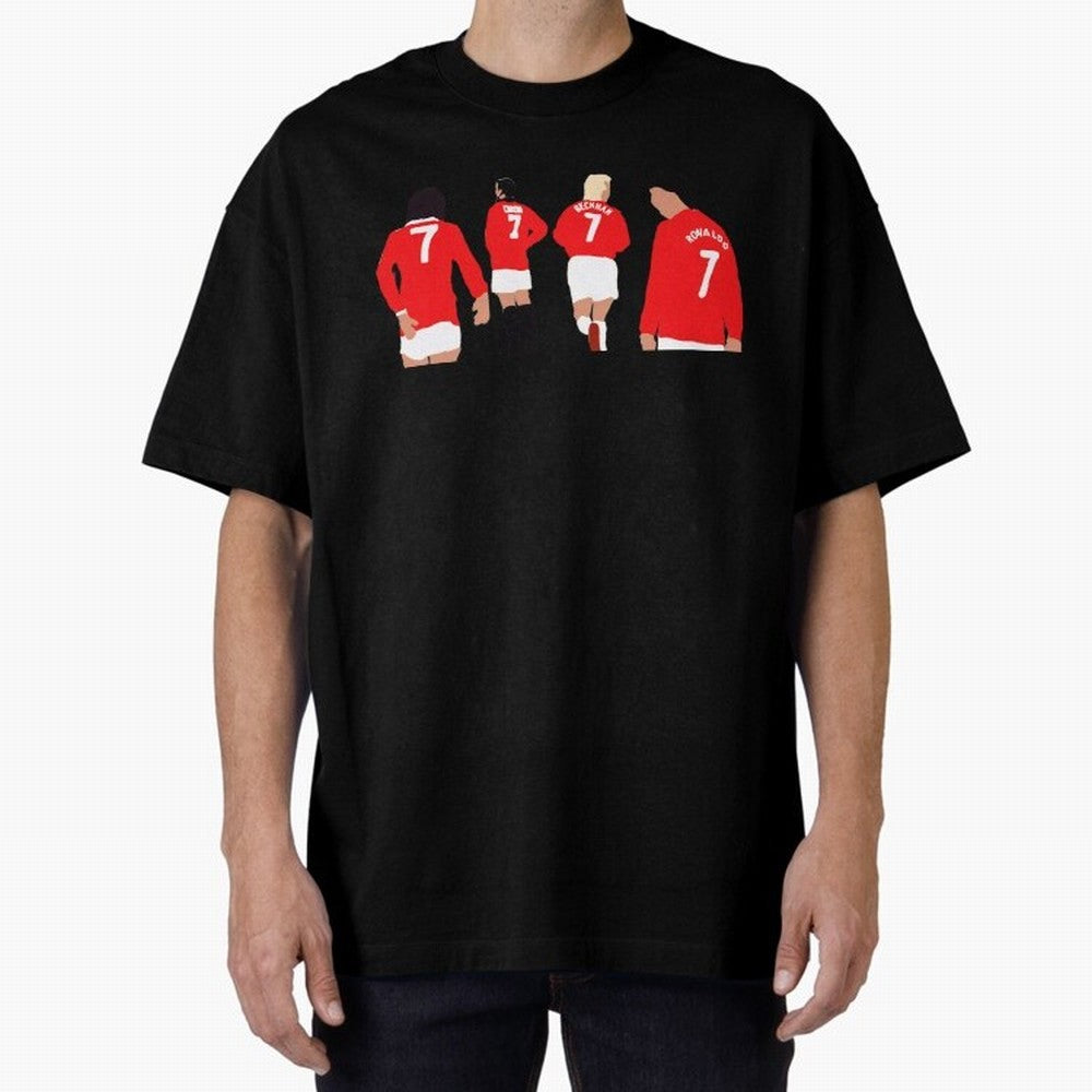 Manchester United Legends Number 7 Best Cantona Beckham Ronaldo Poster Oversized T-Shirt Celebrate the Road through FIFA World Cup 2026 USA Canada Mexico Capturing Cristiano Ronaldo, Haaland and CR7, Argentina and Brazil Energy, Football Festival