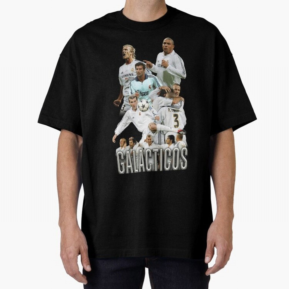 Real Madrid Galacticos Soccer Legends Collage Poster Oversized T-Shirt Show Championship Spirit for Global Football Passion for FIFA World Cup 2026, Built around Neymar, Haaland and Cristiano Ronaldo, Argentina and Brazil, Stadium Chants, National