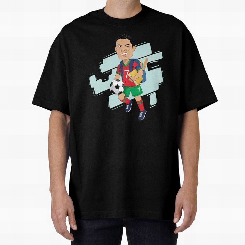 BACK TO SCHOOL - CARICATURE - CHRISTIANO - RONALDO Oversized T-Shirt Live the Energy of Global Football Passion for FIFA World Cup 2026 Group Stage, Connected to Messi, Neymar and Mbappe, Germany, Soccer Culture, Superstar Moments, National Team