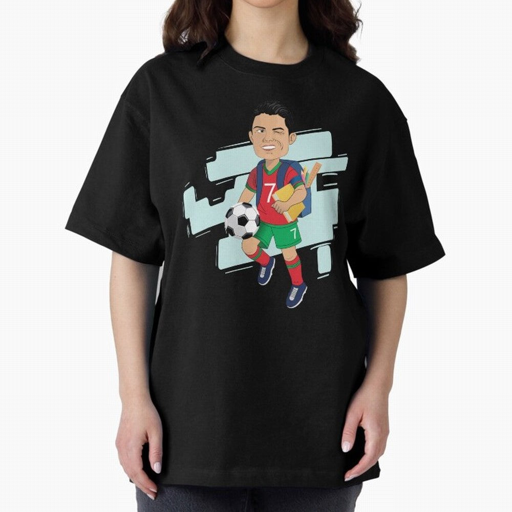 BACK TO SCHOOL - CARICATURE - CHRISTIANO - RONALDO Oversized T-Shirt Live the Energy of Global Football Passion for FIFA World Cup 2026 Group Stage, Connected to Messi, Neymar and Mbappe, Germany, Soccer Culture, Superstar Moments, National Team