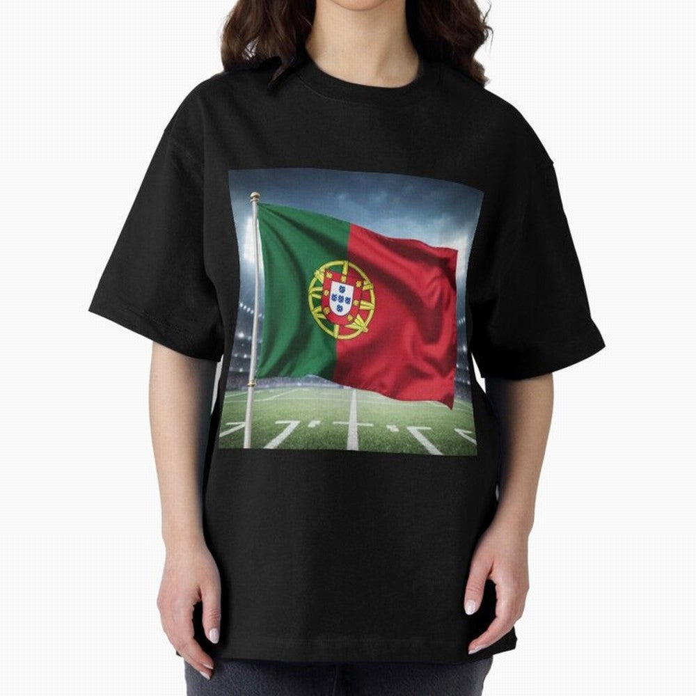 Portugal Flag 3D Football Design ¨C Supporters Portugal Oversized T-Shirt Honor the Beautiful Game during the FIFA World Cup 2026 Group Stage Journey through CR7 Highlights, Portugal, Spain and Germany Pride, Soccer Culture, Superstar Moments,