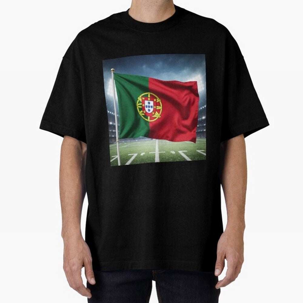 Portugal Flag 3D Football Design ¨C Supporters Portugal Oversized T-Shirt Honor the Beautiful Game during the FIFA World Cup 2026 Group Stage Journey through CR7 Highlights, Portugal, Spain and Germany Pride, Soccer Culture, Superstar Moments,