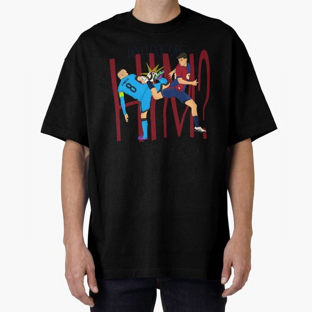 Iniesta and pedri the past and present Oversized T-Shirt Experience FIFA World Cup 2026 USA Canada Mexico Highlighting Mbappe, Brazil, Portugal and Argentina Energy, Global Supporter Spirit, Legendary Goals, National Colors and Tournament