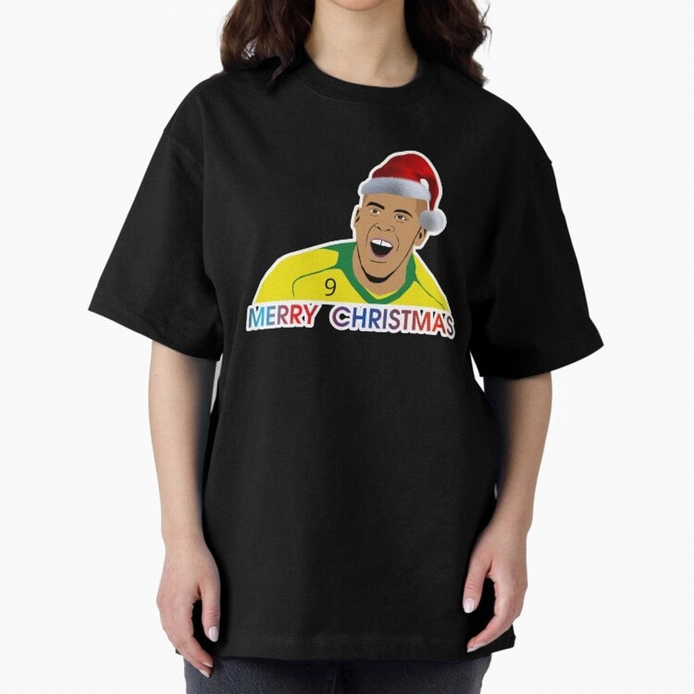 Ronaldo Christmas illustration Oversized T-Shirt Live the Energy of FIFA World Cup 2026 Group Stage Celebrating Cristiano Ronaldo, Spain and Netherlands Energy, Global Supporter Spirit, Legendary Goals, National Colors and Tournament Celebration;