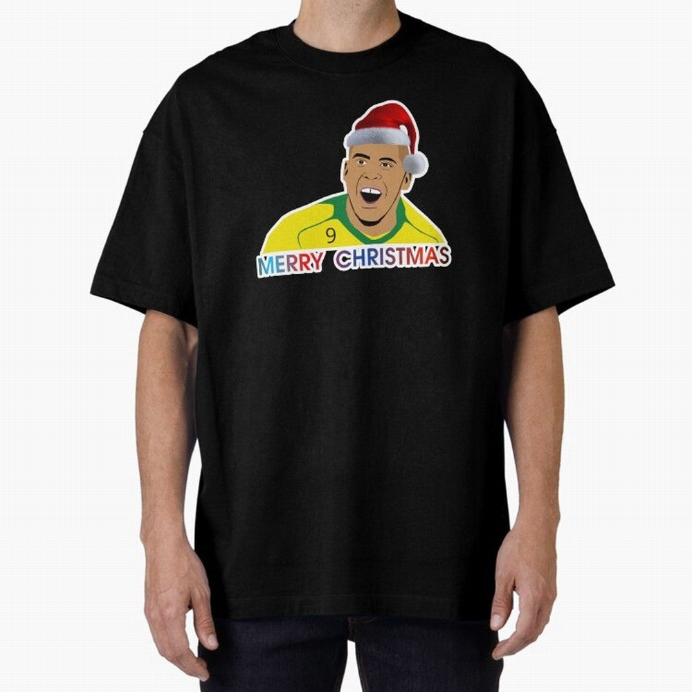Ronaldo Christmas illustration Oversized T-Shirt Live the Energy of FIFA World Cup 2026 Group Stage Celebrating Cristiano Ronaldo, Spain and Netherlands Energy, Global Supporter Spirit, Legendary Goals, National Colors and Tournament Celebration;