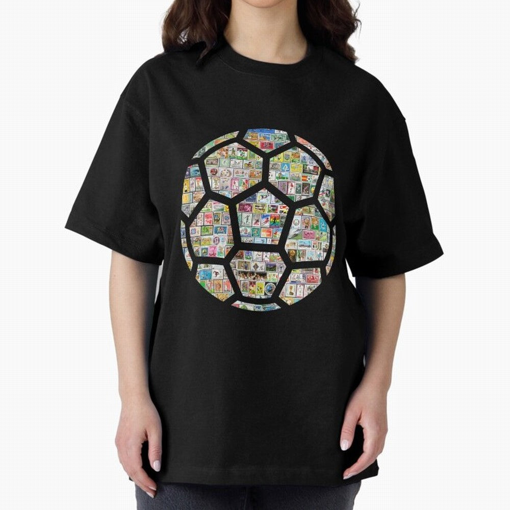 Philately Soccer Ball Oversized T-Shirt Treasure the FIFA World Cup 2026 Group Stage Journey through CR7 Highlights, England Pride, Football History, Final Match Energy, Crowd Noise and Once in a Lifetime Moments; Ideal for Passionate Fans Who Love