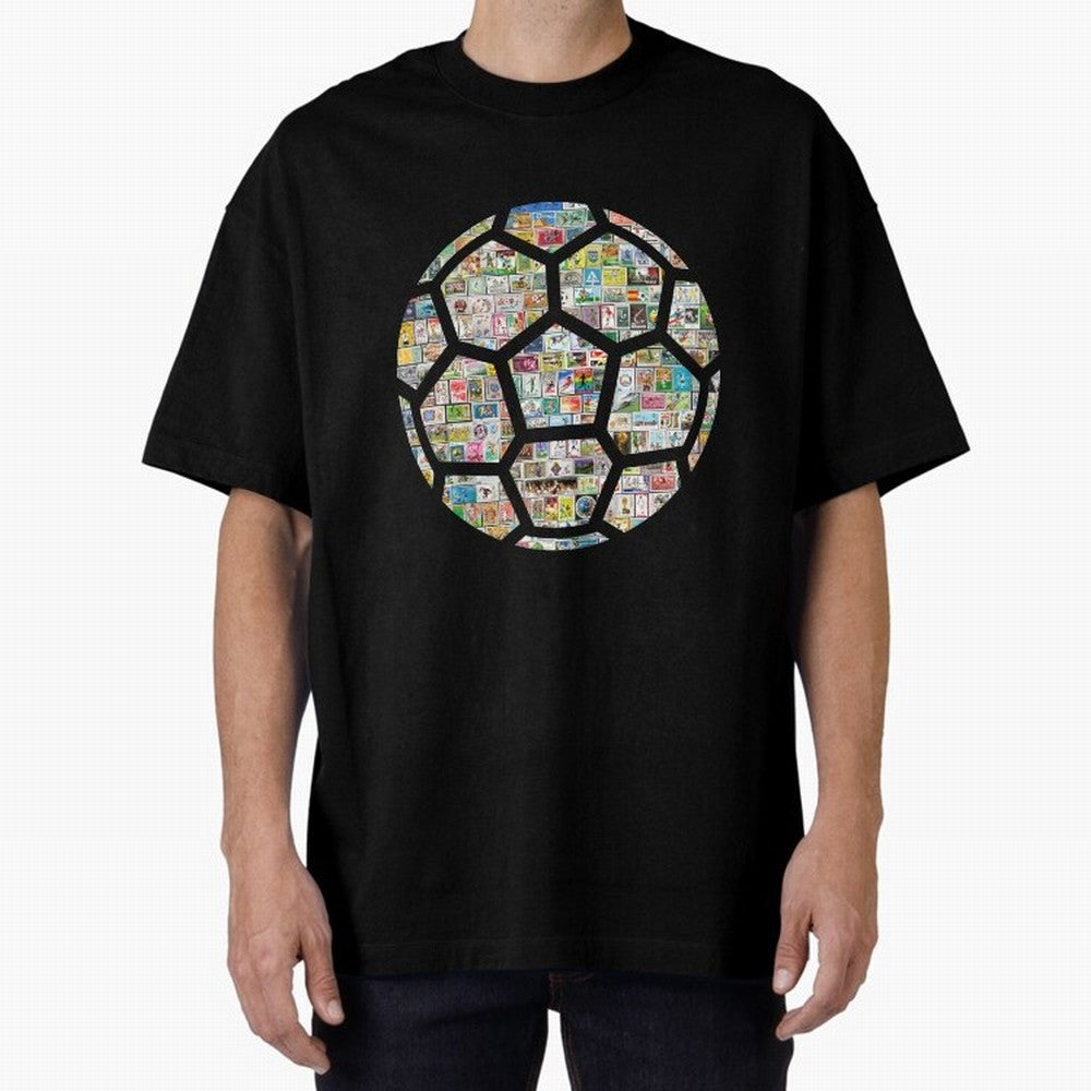 Philately Soccer Ball Oversized T-Shirt Treasure the FIFA World Cup 2026 Group Stage Journey through CR7 Highlights, England Pride, Football History, Final Match Energy, Crowd Noise and Once in a Lifetime Moments; Ideal for Passionate Fans Who Love
