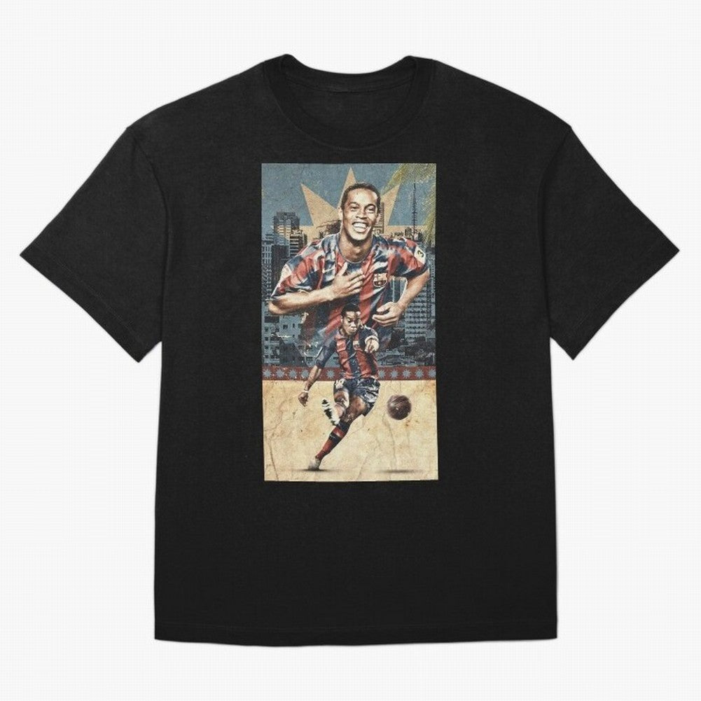 Ronaldinho Design Oversized T-Shirt Stand Proud for FIFA World Cup 2026 Group Stage Connected to Messi and Cristiano Ronaldo, France and Portugal Energy, Vintage Soccer Flavor, Modern Football Stars, National Flags and Final Night Emotion; Great