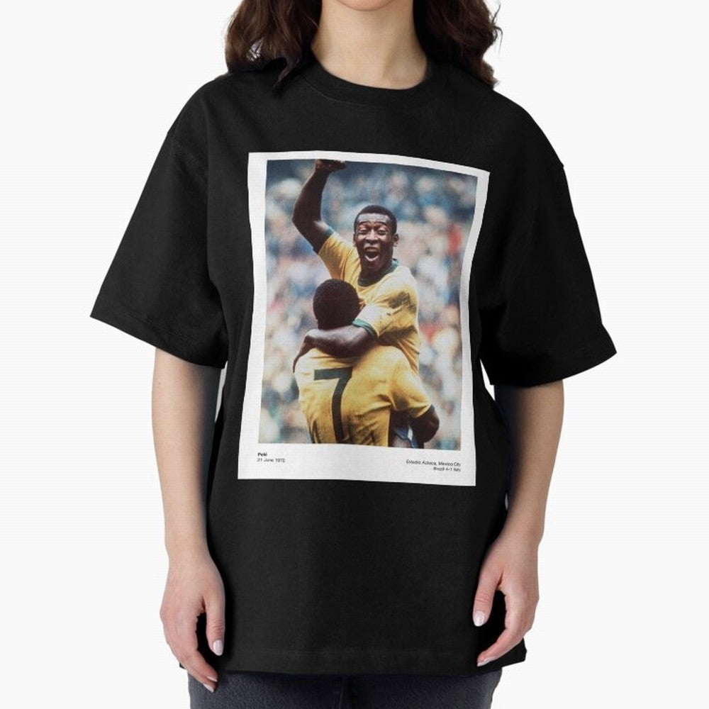 Pele Oversized T-Shirt Carry the Dream of Global Football Passion for FIFA World Cup 2026, Centered on Messi, Neymar and Mbappe, Argentina and Brazil, Fan Favorite Moments, National Team Passion, Big Match Drama and Soccer History; Great for