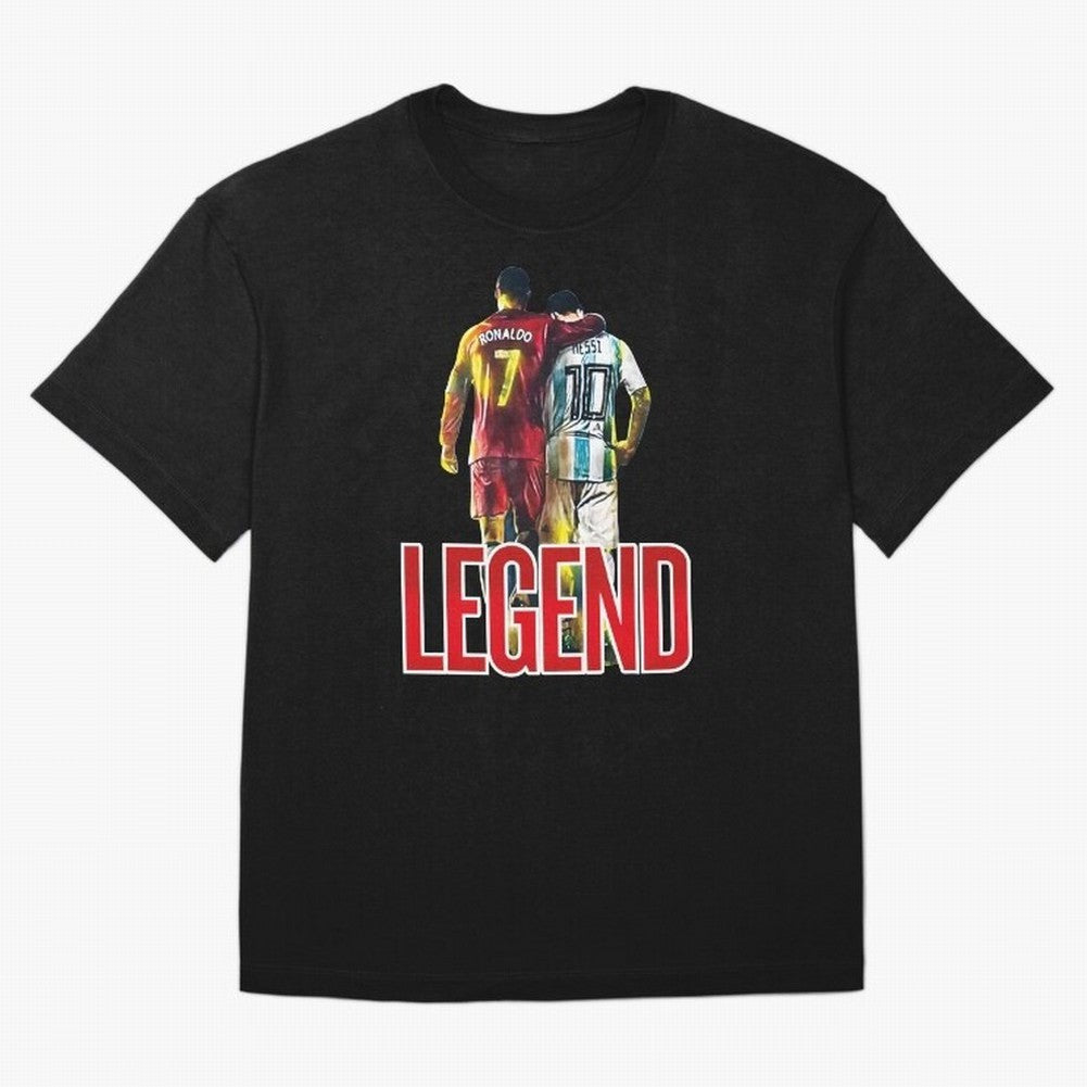 LEGEND MESSI & RONALDO POSTER Oversized T-Shirt Celebrate Supporters United by FIFA World Cup 2026 for Fans of Mbappe and Neymar and France and Portugal, Bringing Football Festival Excitement, Trophy Ambitions, Country Rivalries and Star Player
