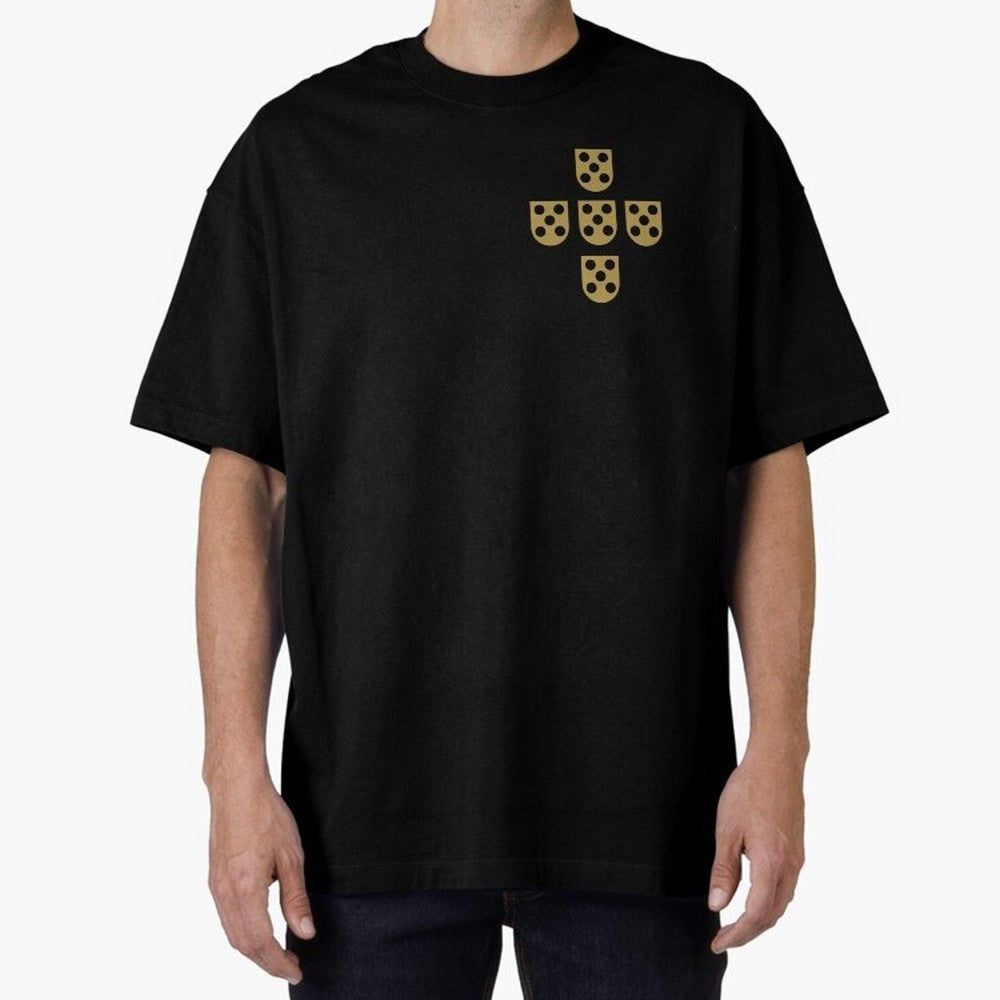 Quinas Portugal Gold B Oversized T-Shirt Fuel Your Fan Pride for Global Football Passion for FIFA World Cup 2026 USA Canada Mexico, Capturing Messi, France and Portugal, Championship Spirit, Famous Goals, Roaring Crowds and International Football
