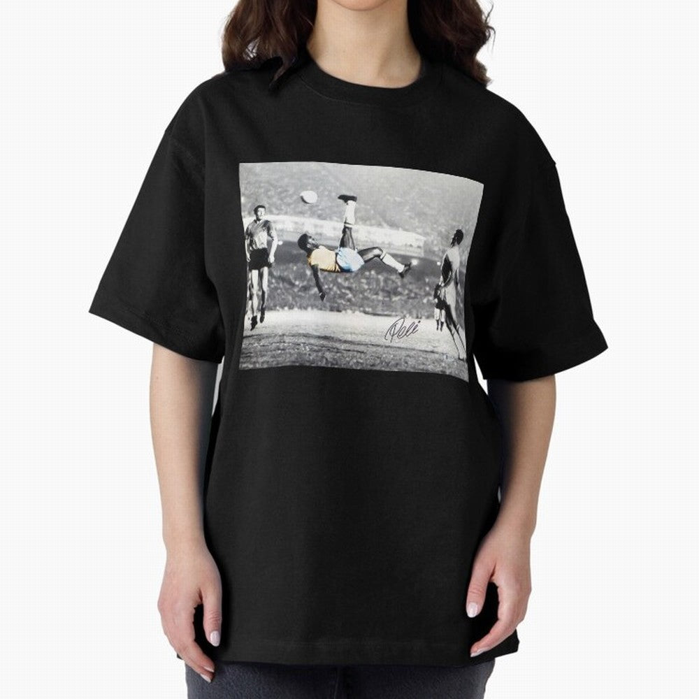 Classic Pele Bicycle Kick Legend1 Oversized T-Shirt Represent Fans Who Live for FIFA World Cup 2026 Centered on Mbappe, Brazil, Portugal and Argentina Energy, Retro Football Energy, Iconic Rivalries, Trophy Chase Drama and Stadium Atmosphere; Ideal