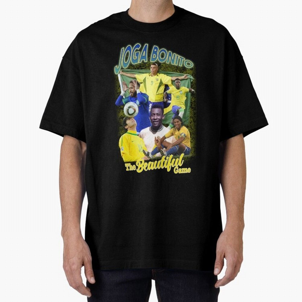 Joga Bonito Brazil Oversized T-Shirt Represent Global Football Passion for FIFA World Cup 2026 USA Canada Mexico, Filled with Messi and Cristiano Ronaldo, England and Germany, Goal Celebration Energy, Supporter Heritage, Football Icons and