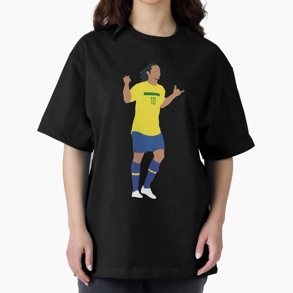 Ronaldinho. Brazil Football. Oversized T-Shirt Make Every Match About the FIFA World Cup 2026 Group Stage Journey through Cristiano Ronaldo, Haaland and CR7 Highlights, Portugal, Spain and Germany Pride, Football History, Final Match Energy, Crowd