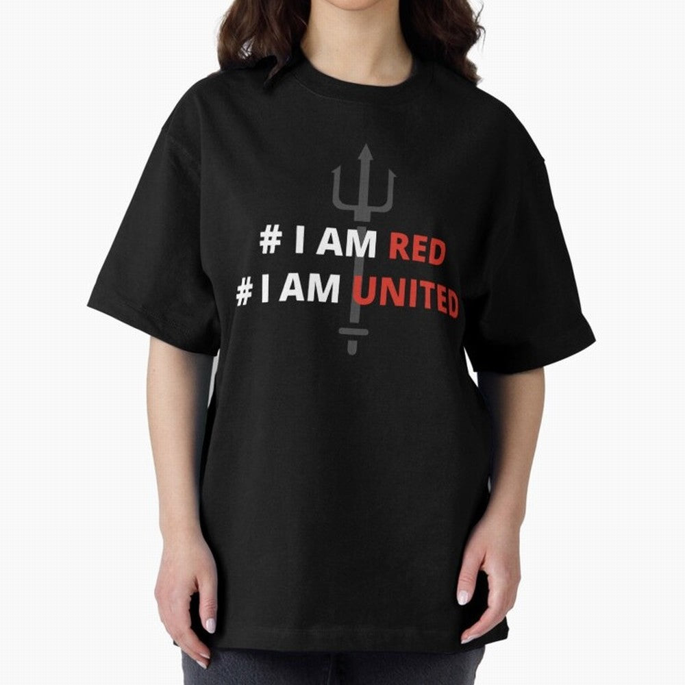 I am red, I am United Oversized T-Shirt Honor Football Greatness during FIFA World Cup 2026 USA Canada Mexico Spirit, Driven by Portugal, Spain and Germany, Neymar, Classic Soccer Heritage, Championship Pressure, Fan Loyalty and International