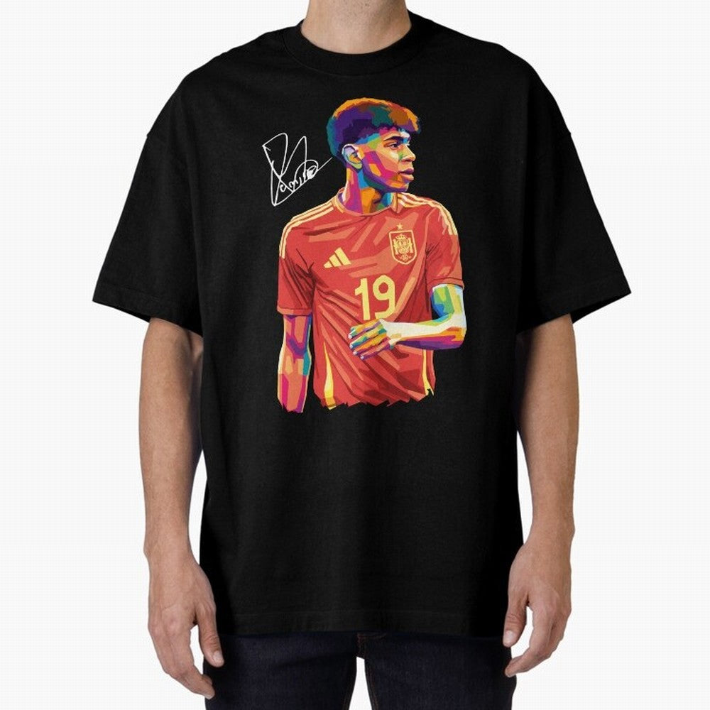 Lamine Yamal Pop Art Oversized T-Shirt Create Global Football Passion for FIFA World Cup 2026 Group Stage, Capturing Haaland and Mbappe, France, Goal Celebration Energy, Supporter Heritage, Football Icons and Worldwide Tournament Joy; Ideal for