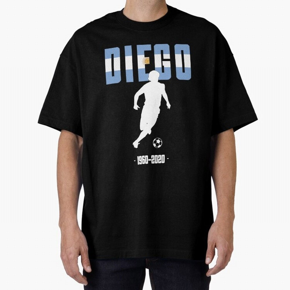 Diego 1960-2020 Oversized T-Shirt Celebrate Rivalries and Pride in Global Football Passion for FIFA World Cup 2026 USA Canada Mexico, with Neymar, England, France and Netherlands, Football Festival Excitement, Trophy Ambitions, Country Rivalries