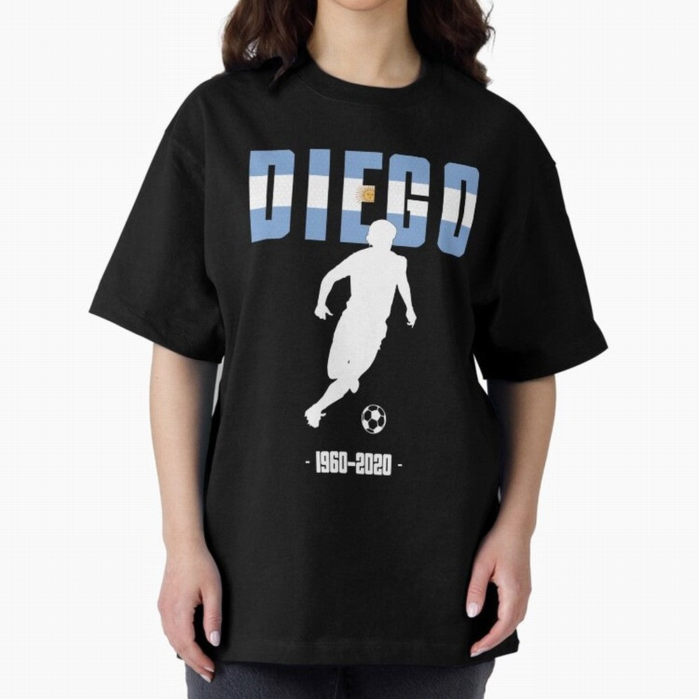Diego 1960-2020 Oversized T-Shirt Celebrate Rivalries and Pride in Global Football Passion for FIFA World Cup 2026 USA Canada Mexico, with Neymar, England, France and Netherlands, Football Festival Excitement, Trophy Ambitions, Country Rivalries