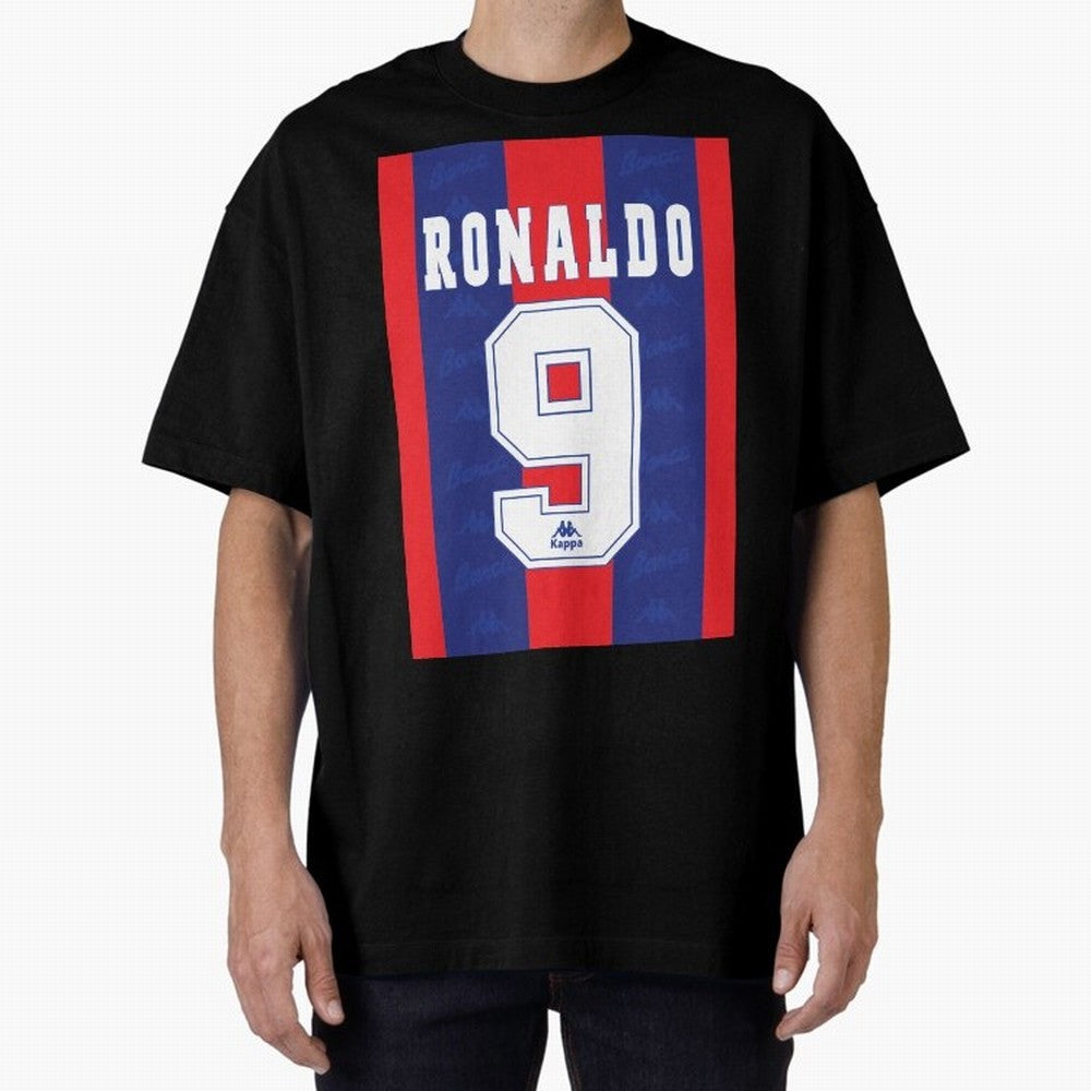 Barcelona Vintage Shirt 1995 Ronaldo 9 Oversized T-Shirt Honor the Beautiful Game during Global Football Passion for FIFA World Cup 2026, Built around Haaland, Spain, Sports Nostalgia, International Competition, Famous Players and Unforgettable