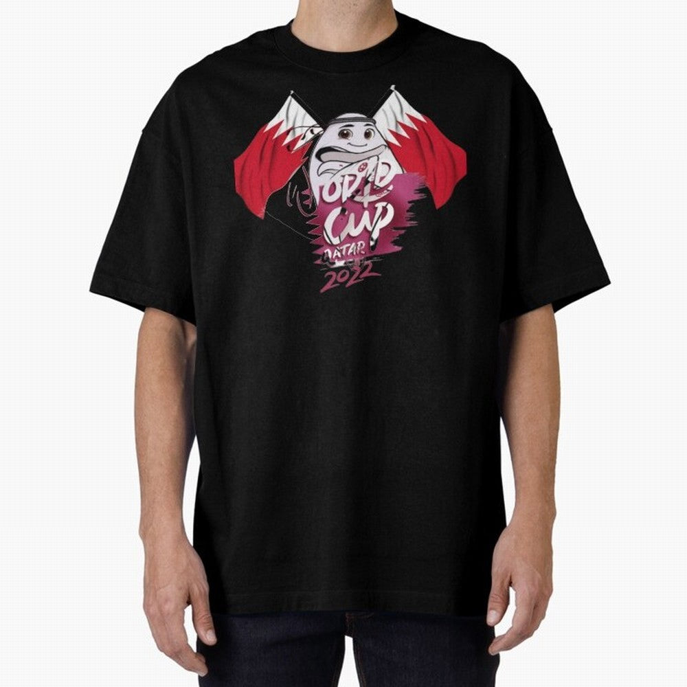 qatar mascot Oversized T-Shirt Enjoy the Biggest Football Party of FIFA World Cup 2026 USA Canada Mexico for Fans of Mbappe and Neymar and England, France and Netherlands, Bringing Game Day Rituals, Football Legends, Country Pride and the Road to