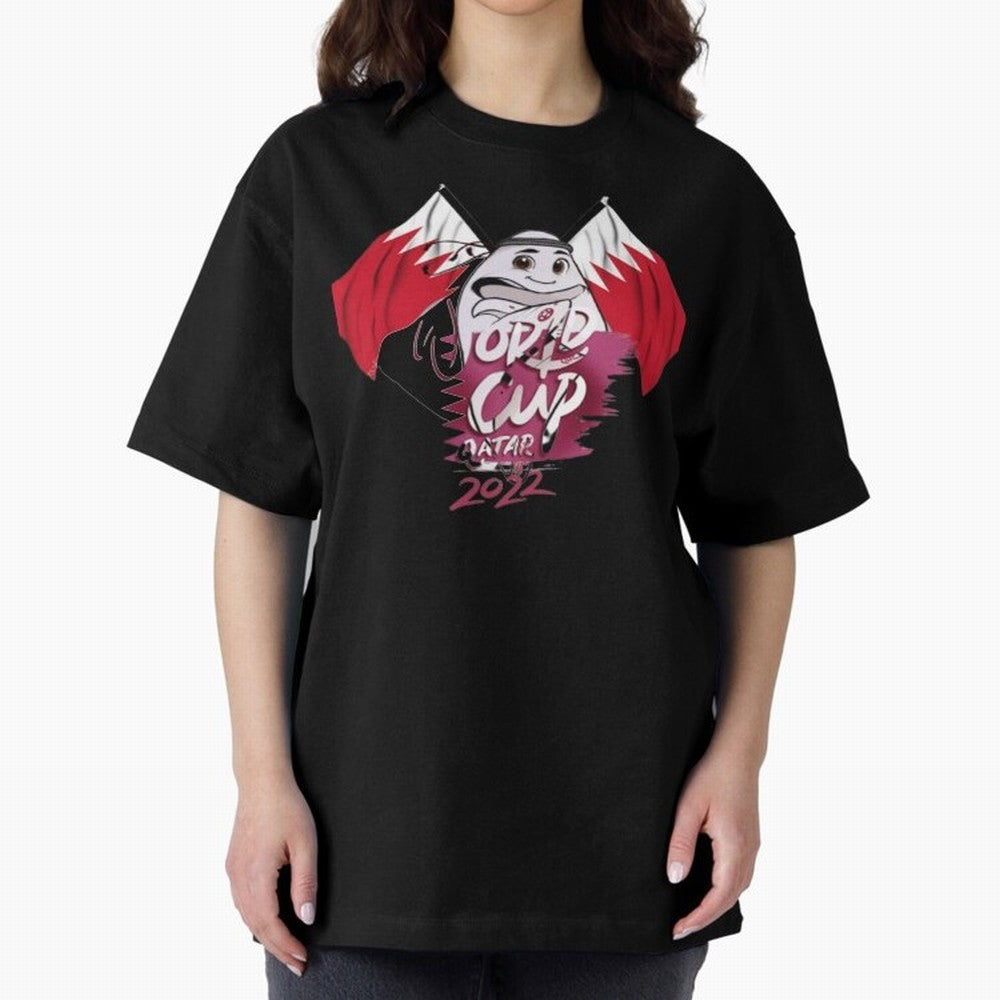qatar mascot Oversized T-Shirt Enjoy the Biggest Football Party of FIFA World Cup 2026 USA Canada Mexico for Fans of Mbappe and Neymar and England, France and Netherlands, Bringing Game Day Rituals, Football Legends, Country Pride and the Road to