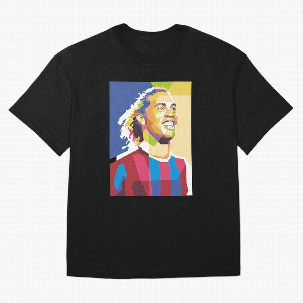 Ronaldinho in Pop Art Portrait Style Oversized T-Shirt Share the Excitement of FIFA World Cup 2026 Group Stage Spirit, Celebrating Germany, Mbappe, Global Supporter Spirit, Legendary Goals, National Colors and Tournament Celebration; Great for