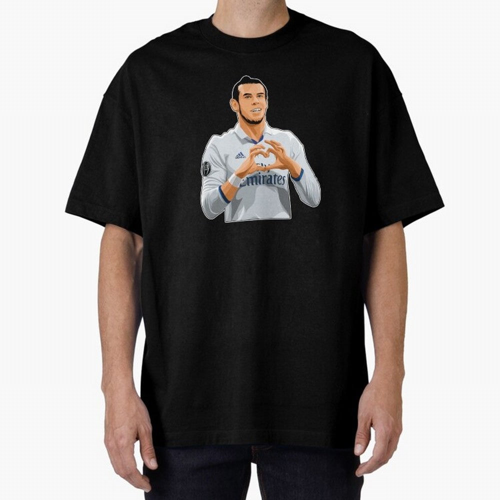 Gareth Bale Love Sign Celebration Oversized T-Shirt Show Your Tournament Heart for FIFA World Cup 2026 for Fans of Messi and Cristiano Ronaldo and Brazil, Bringing Match Day Excitement, Supporter Culture, Golden Goals and Global Football Passion;