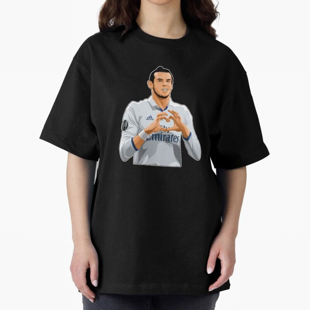 Gareth Bale Love Sign Celebration Oversized T-Shirt Show Your Tournament Heart for FIFA World Cup 2026 for Fans of Messi and Cristiano Ronaldo and Brazil, Bringing Match Day Excitement, Supporter Culture, Golden Goals and Global Football Passion;