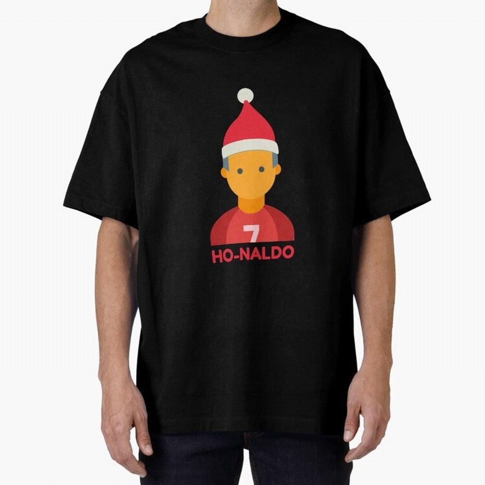 HO-NALDO - Funny Ronaldo Christmas Oversized T-Shirt Celebrate Fan Culture around Match Day Hype around FIFA World Cup 2026 Group Stage, CR7, Germany, Game Day Rituals, Football Legends, Country Pride and the Road to the Final; Built for Supporters