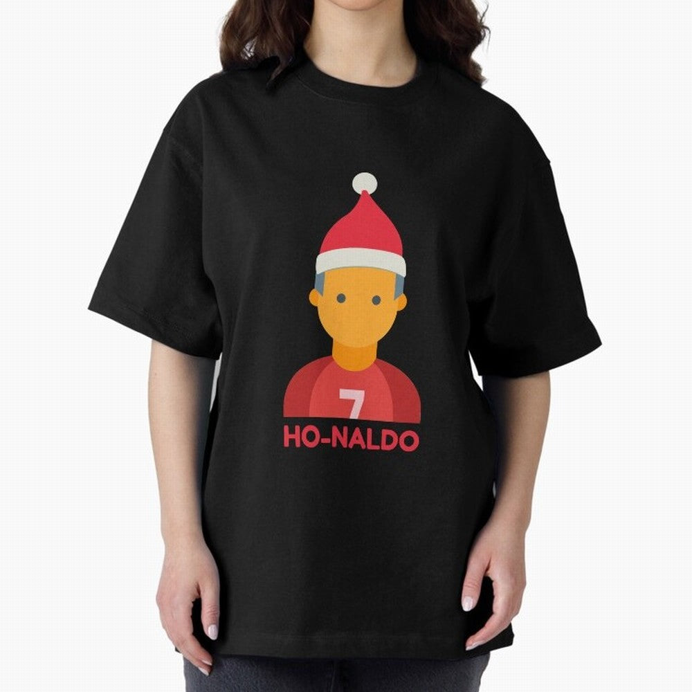 HO-NALDO - Funny Ronaldo Christmas Oversized T-Shirt Celebrate Fan Culture around Match Day Hype around FIFA World Cup 2026 Group Stage, CR7, Germany, Game Day Rituals, Football Legends, Country Pride and the Road to the Final; Built for Supporters