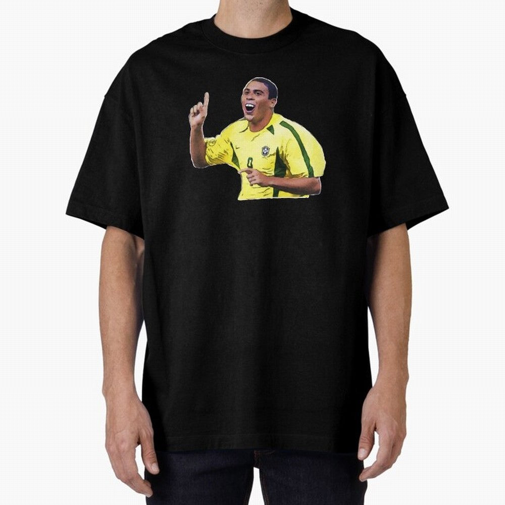 Ronaldo R9 - Brazil Oversized T-Shirt Relive the Noise and Pride of the FIFA World Cup 2026 Journey through Messi, Neymar and Mbappe Highlights, England, France and Netherlands Pride, Vintage Soccer Flavor, Modern Football Stars, National Flags and