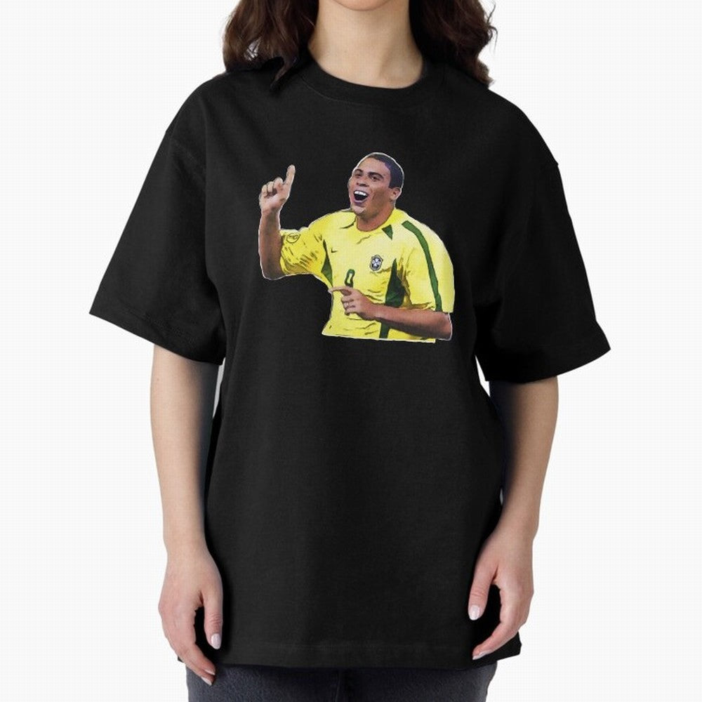 Ronaldo R9 - Brazil Oversized T-Shirt Relive the Noise and Pride of the FIFA World Cup 2026 Journey through Messi, Neymar and Mbappe Highlights, England, France and Netherlands Pride, Vintage Soccer Flavor, Modern Football Stars, National Flags and